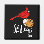 Saint Louis Red Cardinal Number 50 Baseball Art Magnet (Vorne)