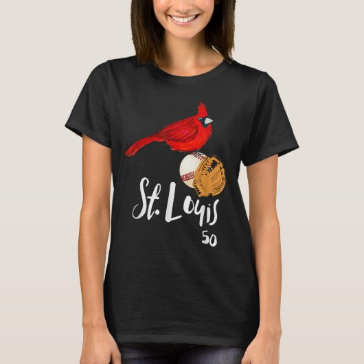 Saint Louis Red Cardinal Number 50 Baseball Art T-Shirt (Vorderseite)
