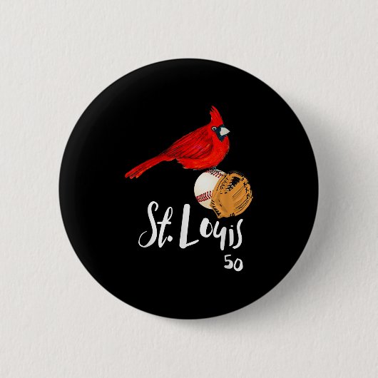 Saint Louis Red Cardinal Nummer 50 Baseball Kunst Button (Vorderseite)