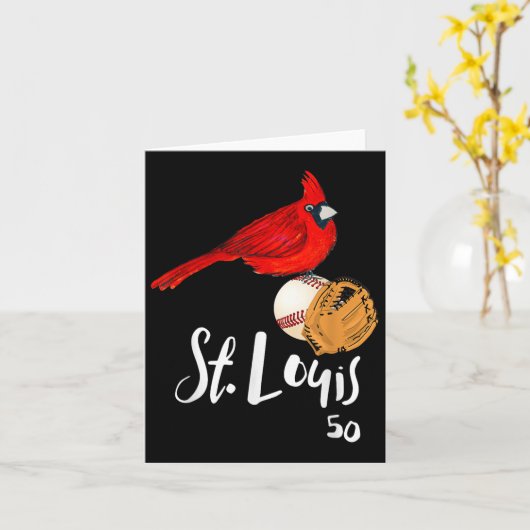 Saint Louis Red Cardinal Nummer 50 Baseball Kunst Karte (Gelbe Blume)