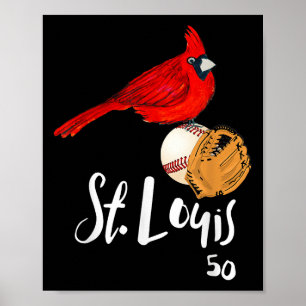 Saint Louis Red Cardinal Nummer 50 Baseball-Kunst Poster