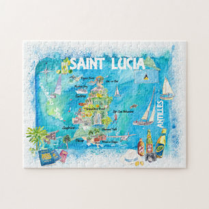 Saint Lucia Antilles Travel Map Puzzle