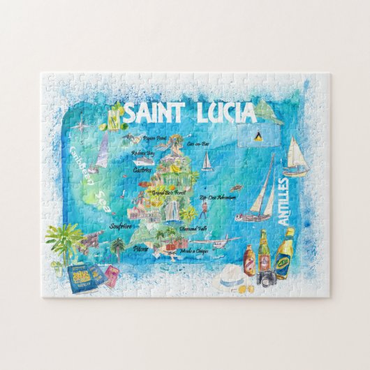 Saint Lucia Antilles Travel Map Puzzle (Horizontal)
