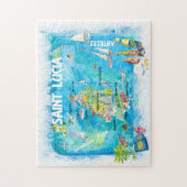 Saint Lucia Antilles Travel Map Puzzle (Vertikal)