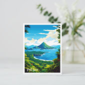 Saint Lucia Beach Art Vintage Postkarte (Stehend Vorderseite)