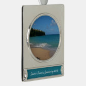 Saint Lucia Beach Tropical Ferien Landschaft Banner-Ornament Silber (Rechts)