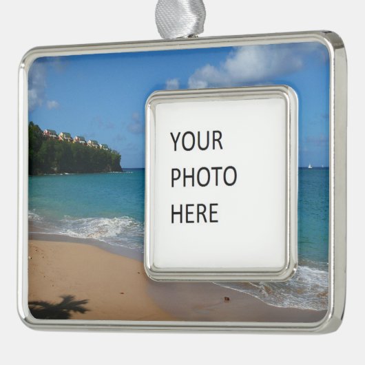 Saint Lucia Beach Tropical Ferien Landschaft Rahmen-Ornament Silber (Links)