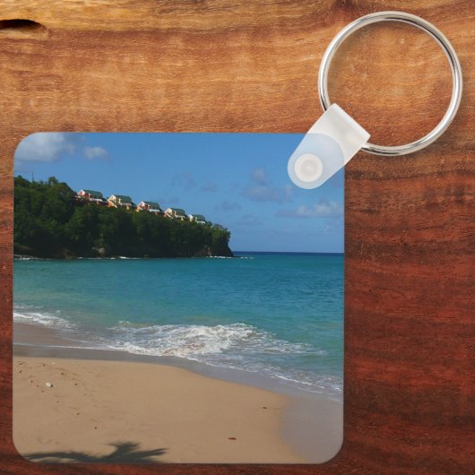 Saint Lucia Beach Tropical Ferien Landschaft Schlüsselanhänger (Rückseite)