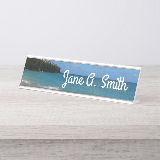 Saint Lucia Beach Tropical Ferien Landschaft Schreibtischnamensplakette (Vorderseite )
