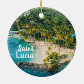 Saint Lucia Caribbean Beach Foto Keramik Ornament (Hinten)