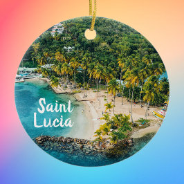 Saint Lucia Caribbean Beach Foto Keramik Ornament