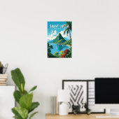 Saint Lucia Die Pitons Reisen Kunst Vintag Poster (Heimbüro)