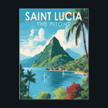 Saint Lucia Die Pitons Reisen Kunst Vintag Postkarte<br><div class="desc">Saint Lucia Die Pitons Vektorgrafik Design. Die Pitons sind zwei gebirgige vulkanische Stöcke,  vulkanische Türme,  in Saint Lucia gelegen.</div>