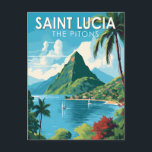 Saint Lucia Die Pitons Reisen Kunst Vintag Postkarte<br><div class="desc">Saint Lucia Die Pitons Vektorgrafik Design. Die Pitons sind zwei gebirgige vulkanische Stöcke,  vulkanische Türme,  in Saint Lucia gelegen.</div>