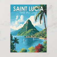Saint Lucia Die Pitons Reisen Kunst Vintag
