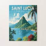 Saint Lucia Die Pitons Reisen Kunst Vintag Puzzle<br><div class="desc">Saint Lucia Die Pitons Vektorgrafik Design. Die Pitons sind zwei gebirgige vulkanische Stöcke,  vulkanische Türme,  in Saint Lucia gelegen.</div>