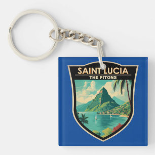 Saint Lucia Die Pitons Reisen Kunst Vintag Schlüsselanhänger