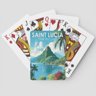 Saint Lucia Die Pitons Reisen Kunst Vintag Spielkarten
