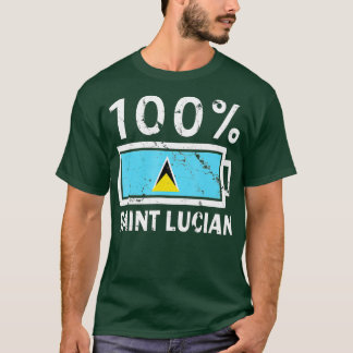 Saint Lucia Flag 100 Saint Lucian Battery Power T-Shirt