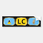 Saint Lucia Flag Map Code Autoaufkleber (Vorne)
