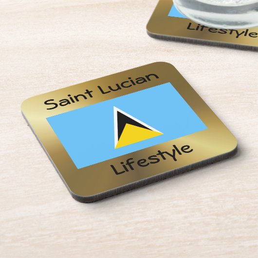 Saint Lucia Flag+Text Untersetzer (Linke Seite)