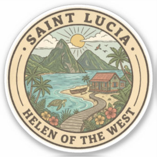 Saint Lucia Illustration Reise Kunst Abzeichen Aufkleber