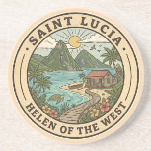 Saint Lucia Illustration Reise Kunst Abzeichen Getränkeuntersetzer