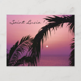 Saint Lucia Lila Paradise Sunset Postkarte