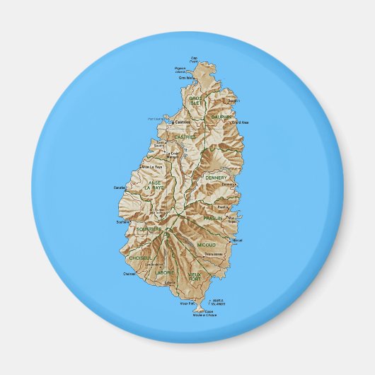 Saint Lucia Map Magnet (Vorne)
