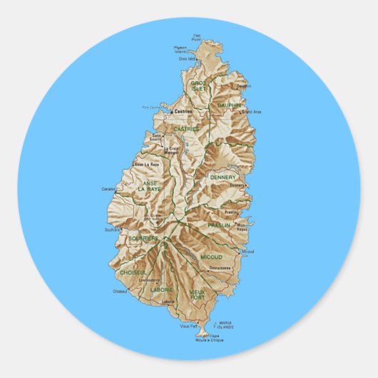 Saint Lucia Map Sticker (Vorderseite)