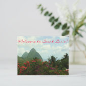 Saint Lucia Pitons Wedding Welcome Bag Hinweis Postkarte (Stehend Vorderseite)