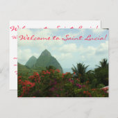 Saint Lucia Pitons Wedding Welcome Bag Hinweis Postkarte (Vorne/Hinten)