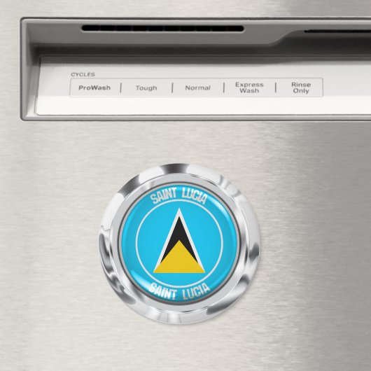 Saint Lucia Round Emblem Magnet (In Situ (Geschirrspüler))