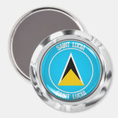 Saint Lucia Round Emblem Magnet (Vorderseite/Rückseite)