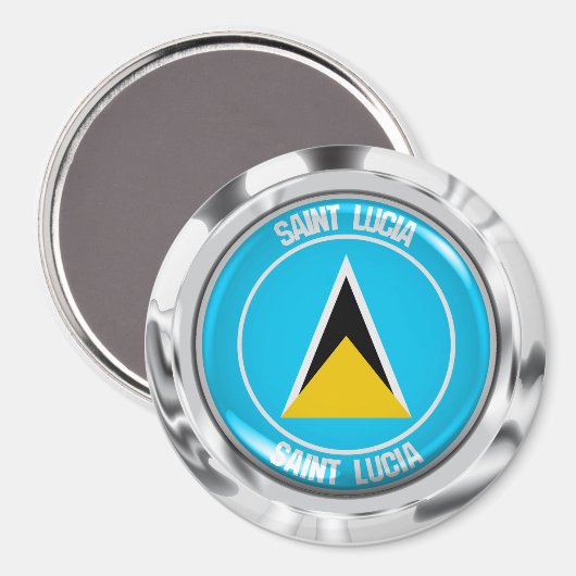 Saint Lucia Round Emblem Magnet (Vorderseite/Rückseite)