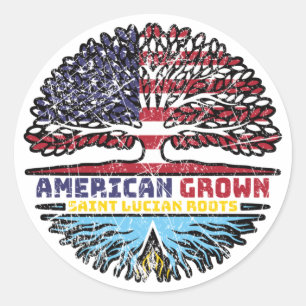 Saint Lucia Saint Lucian American USA Tree Roots Runder Aufkleber