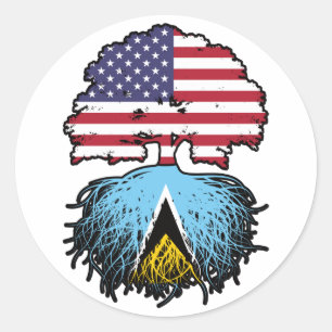 Saint Lucia Saint Lucian American USA Tree Roots Runder Aufkleber