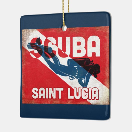 Saint Lucia Scuba Diver - Blue Retro Keramikornament (Links)