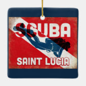 Saint Lucia Scuba Diver - Blue Retro Keramikornament (Rückseite)
