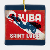 Saint Lucia Scuba Diver - Blue Retro Keramikornament (Vorderseite)