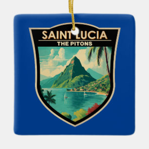 Saint Lucia The Pitons Reise Kunst Vintage Keramikornament