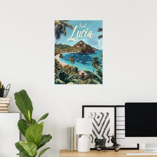 Saint Lucia Tropical Beach Poster (Heimbüro)