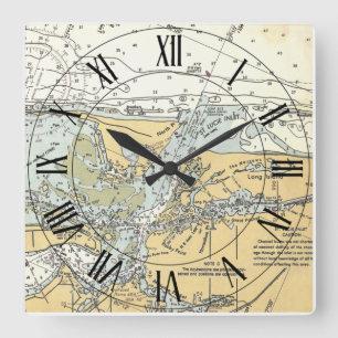 Saint Lucie Inlet Florida USA Nautische Karte ~ Quadratische Wanduhr