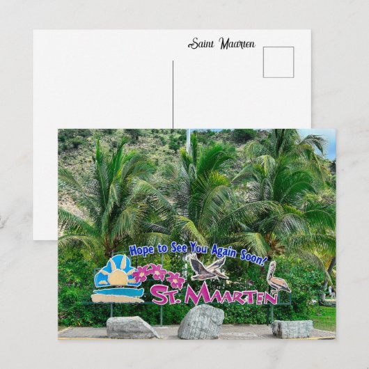 Saint Maarten Sign Postkarte (Vorne/Hinten)