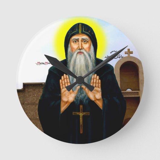 Saint Macarius der Große von Ägypten Runde Wanduhr (Vorderseite)