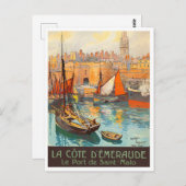 Saint Malo Frankreich Jahrgang Reise Postkarte (Vorne/Hinten)