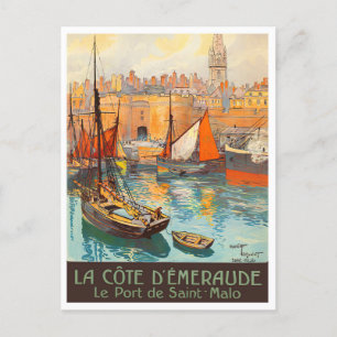 Saint Malo Frankreich Vintage-Reise Postkarte