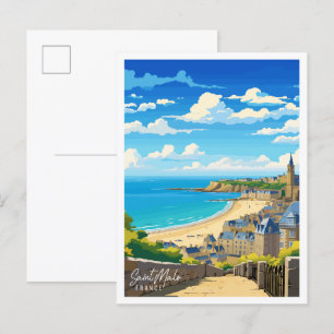 Saint Malo Frankreich Vintage-Reiseillustration Postkarte