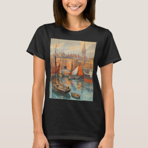 Saint Malo, Frankreich, Vintage-Reiseposter-Kunst T-Shirt