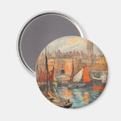 Saint Malo, Frankreich, Vintage Travel Poster Art Magnet (Vorderseite/Rückseite)